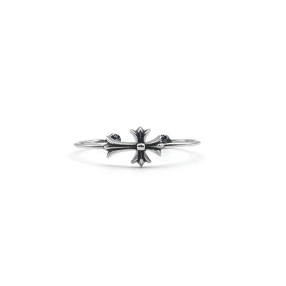 Silver Tiny Cross Chrome Hearts Bangle Bracelet