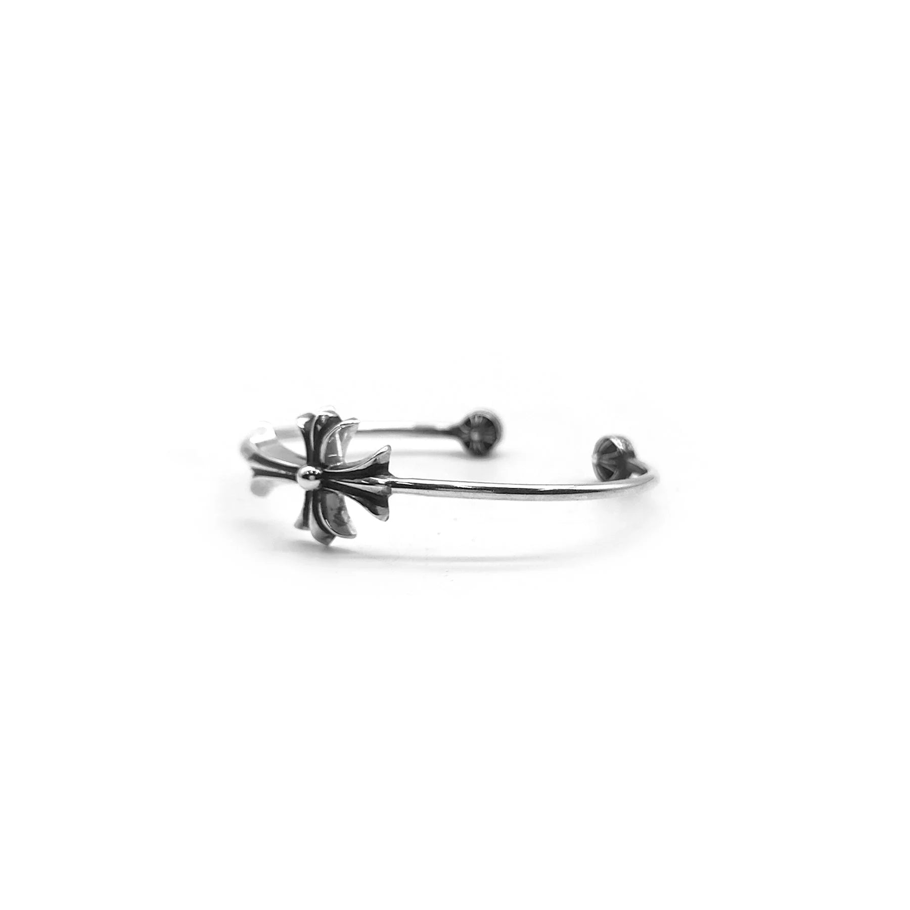 Silver Tiny Cross Chrome Hearts Bangle Bracelet
