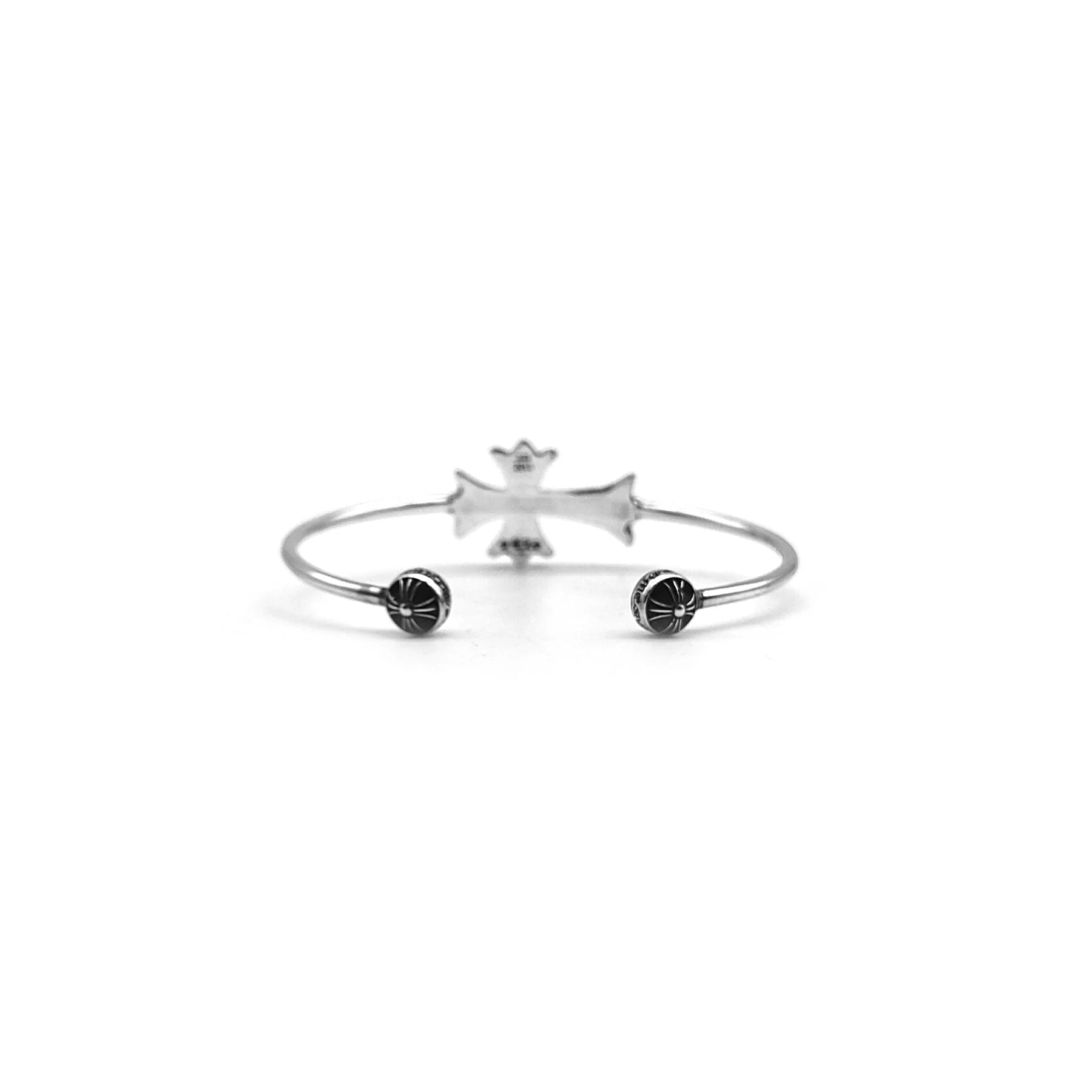 Silver Tiny Cross Chrome Hearts Bangle Bracelet
