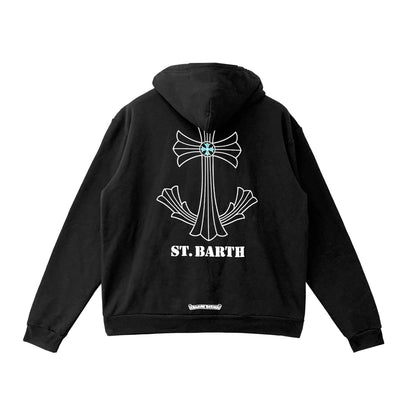Chrome Hearts St. Barth Exclusive Blue Cross Pullover Hoodie