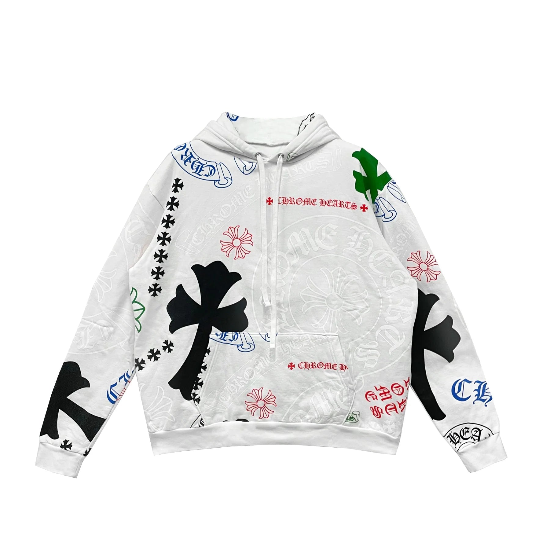Chrome Hearts Pullover Hoodie Stencil Multi Cross & Horseshoe Logo