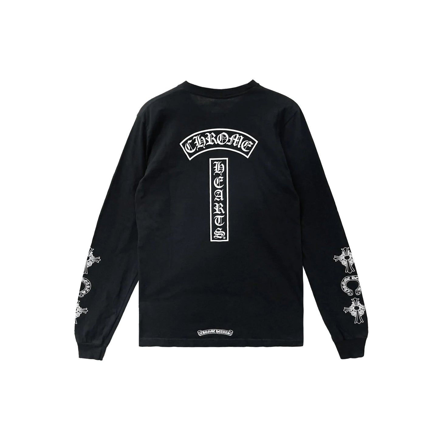 Multi Cross Floral T-Bar Black Long Sleeve Tee