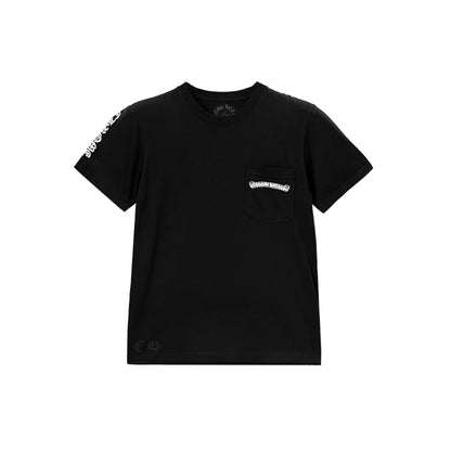 Tonal Phantom Cross Scroll Label Pocket T-shirt Black