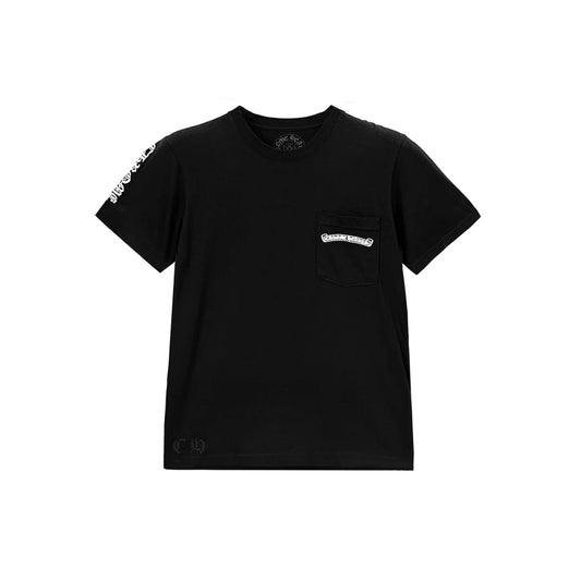 Tonal Phantom Cross Scroll Label Pocket T-shirt Black
