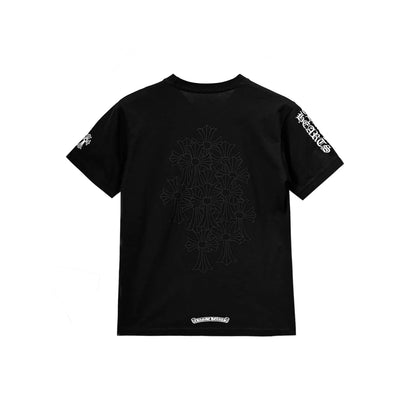 Tonal Phantom Cross Scroll Label Pocket T-shirt Black