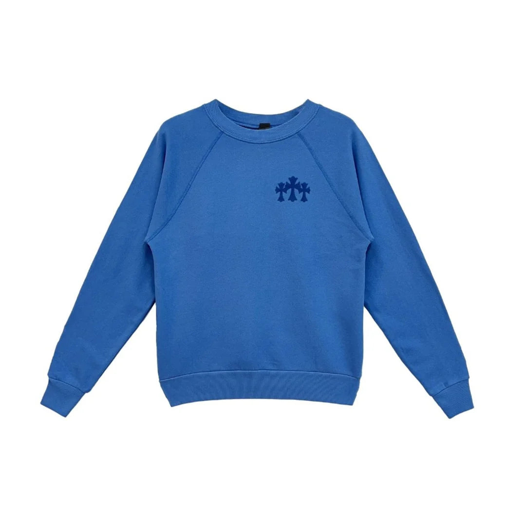 Chrome Hearts Blue CH Letter Triple Cross Sweatshirt