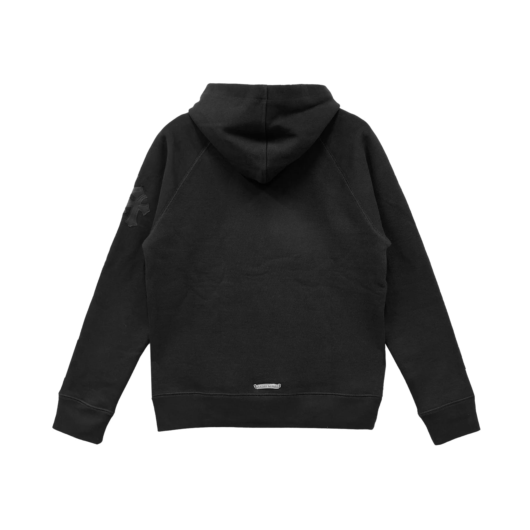 Triple Cross Leather Patch Pullover Black Hoodie