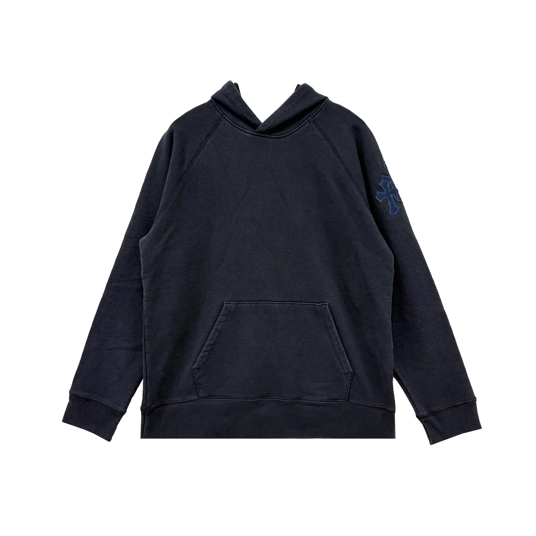 Triple Cross Leather Patch Navy Pullover Chrome Hearts Hoodie