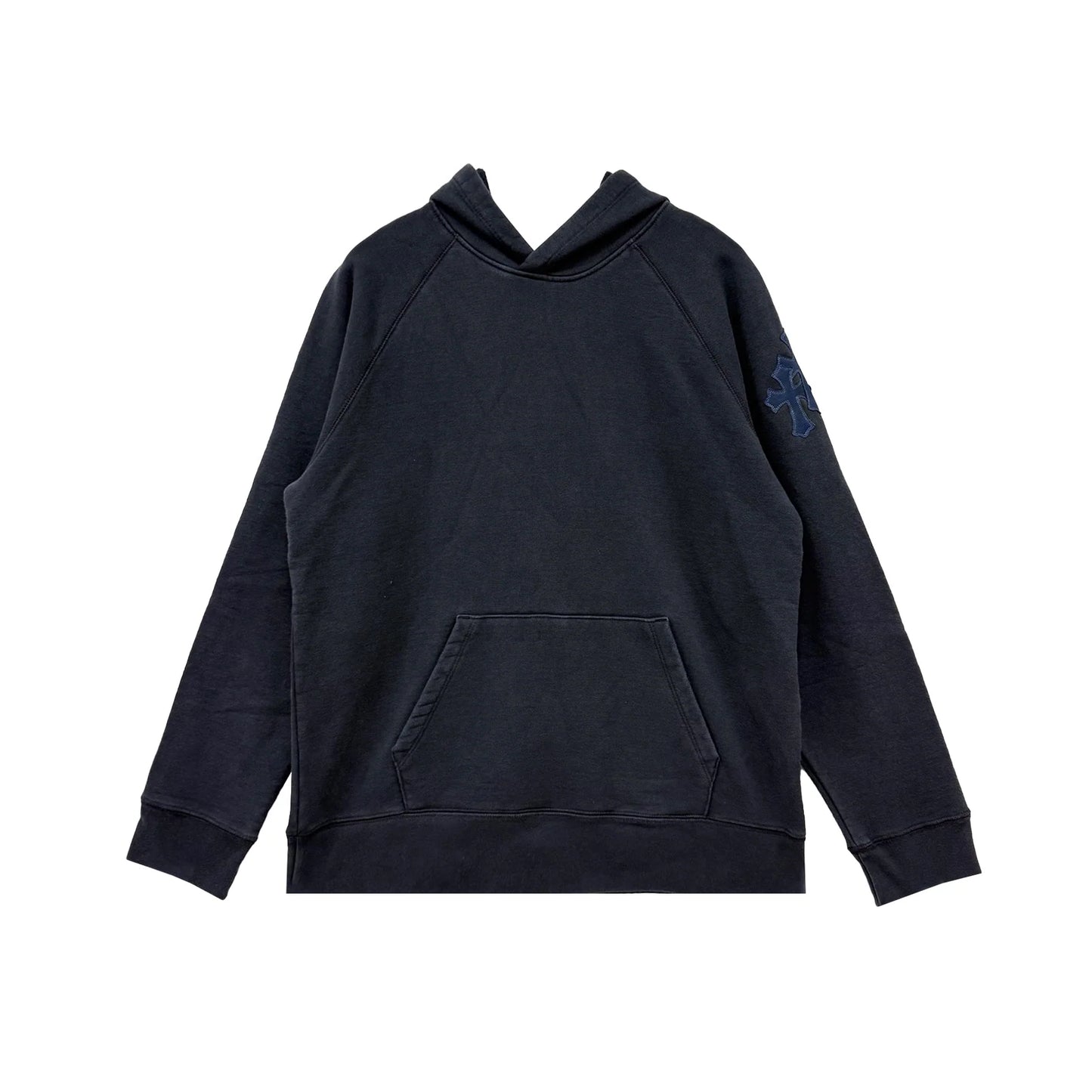 Triple Cross Leather Patch Navy Pullover Chrome Hearts Hoodie