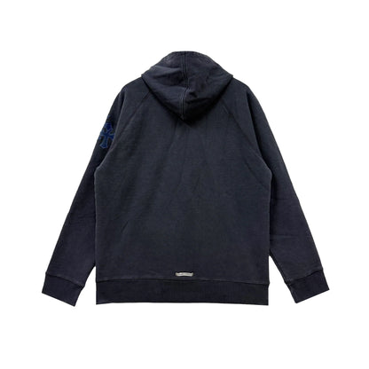 Triple Cross Leather Patch Navy Pullover Chrome Hearts Hoodie