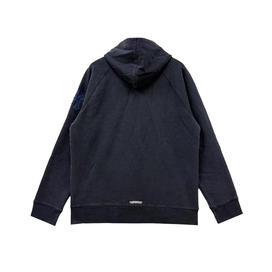 Triple Cross Leather Patch Navy Pullover Chrome Hearts Hoodie