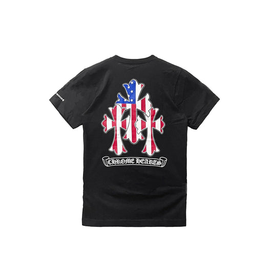 USA Flag Triple Cross Chrome Hearts Short Sleeve Tee
