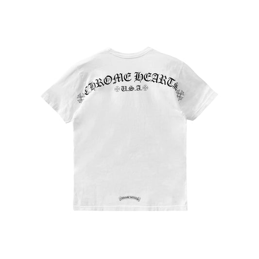 USA Script Logo White Chrome Hearts Short Sleeve Tee
