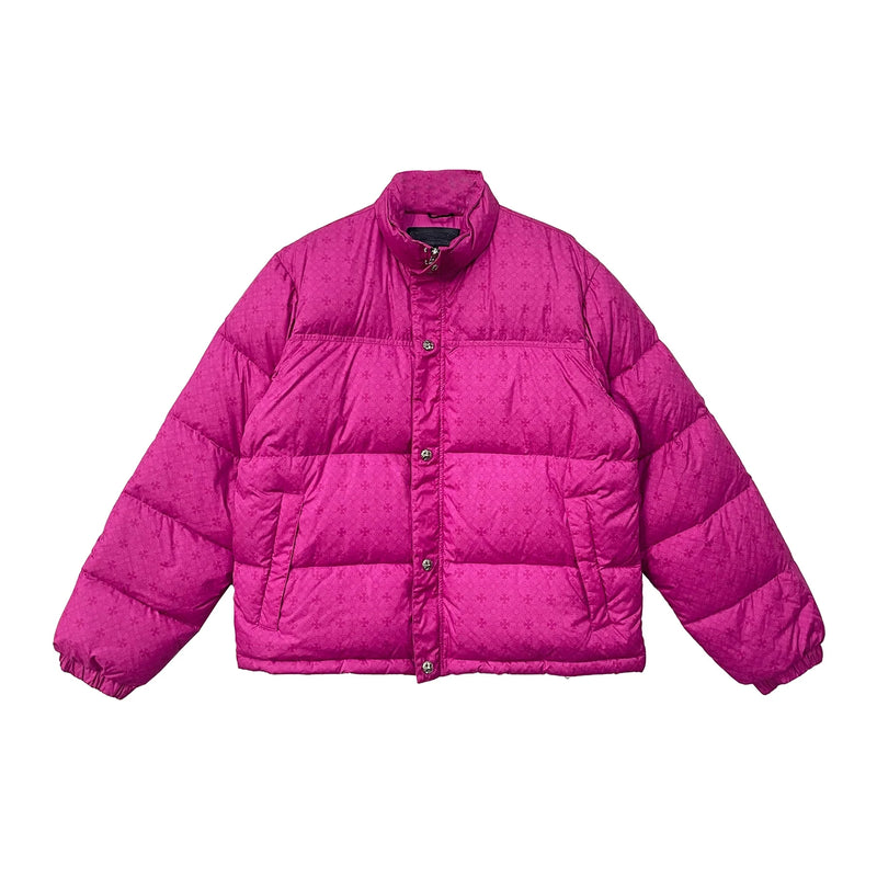 Unisex Pink Monogram Cross Chrome Hearts Puffer Down Jacket