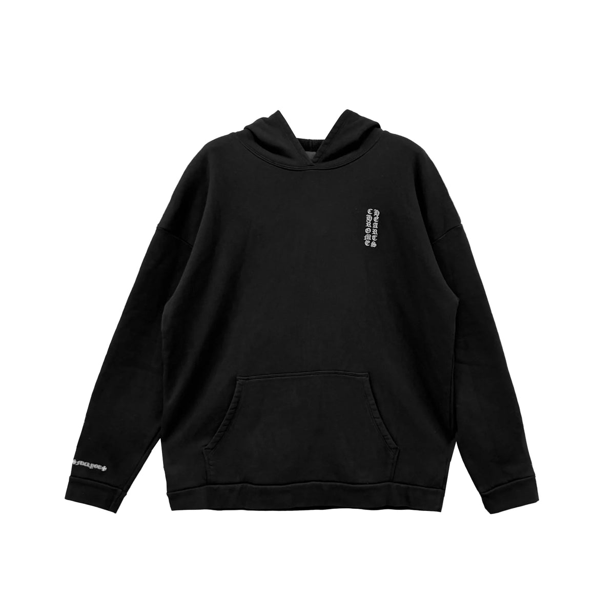 Vertical Embroidered FU Pullover Black Hoodie