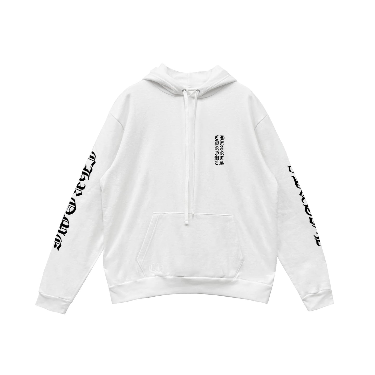 Vertical Logo White Pullover Chrome Hearts Hoodie