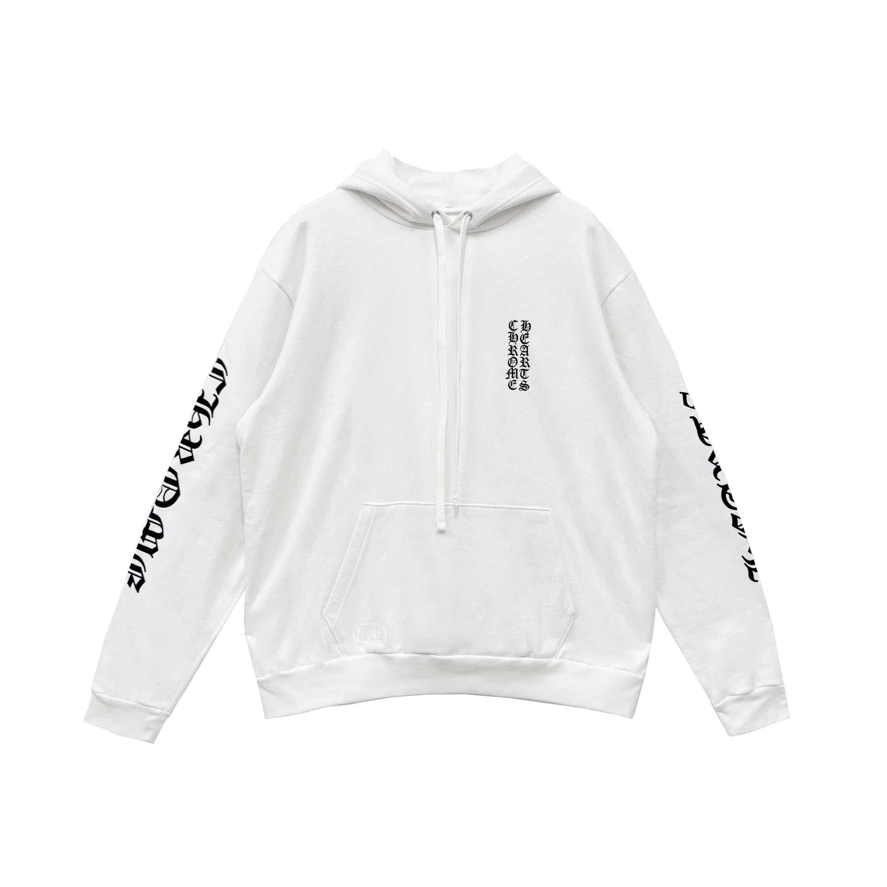 Vertical Logo White Pullover Chrome Hearts Hoodie