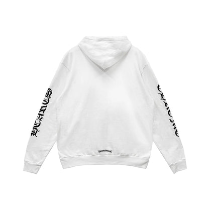 Vertical Logo White Pullover Chrome Hearts Hoodie