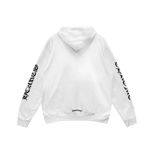 Vertical Logo White Pullover Chrome Hearts Hoodie