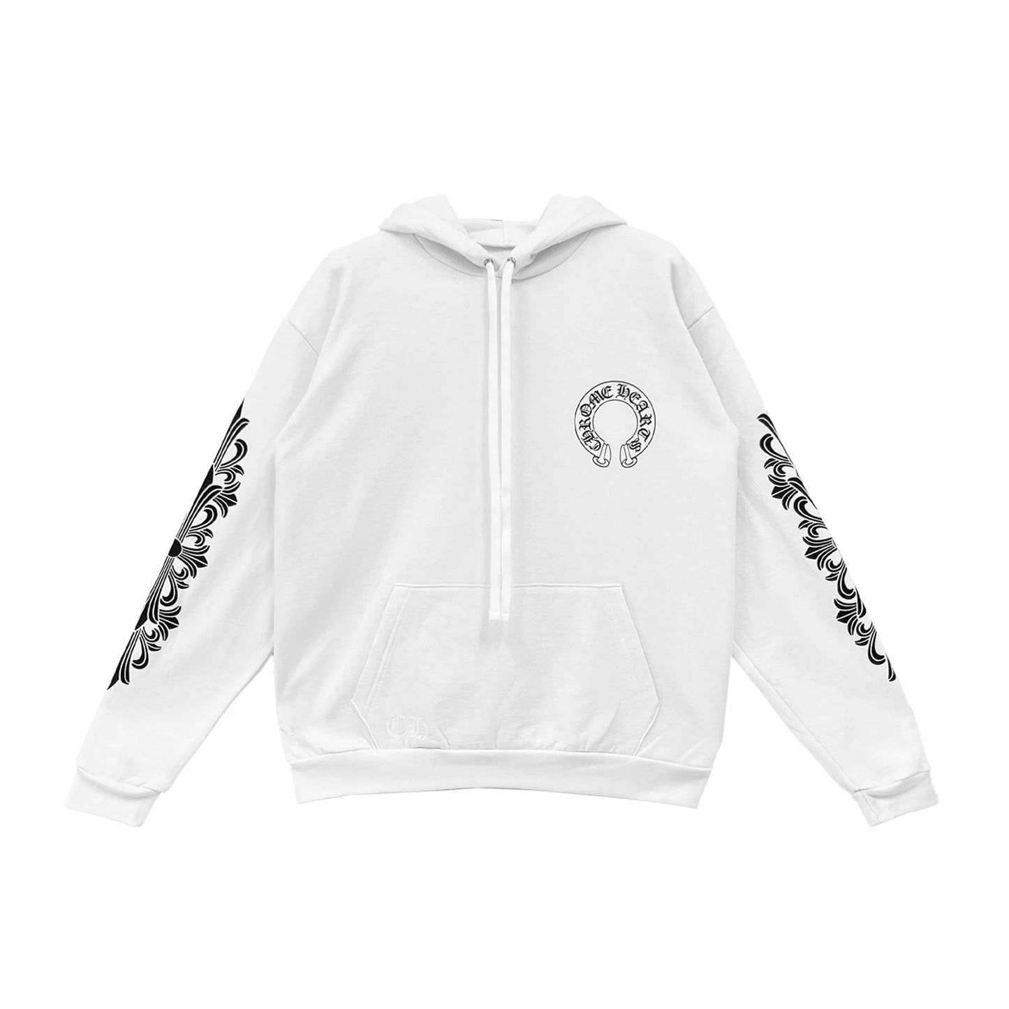 White Classic Horseshoe Logo Chrome Hearts Hoodie