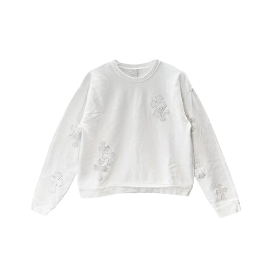 White Chrome Hearts Sweatshirt Patent Leather Cross