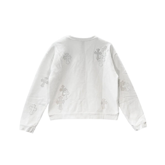 White Chrome Hearts Sweatshirt Patent Leather Cross