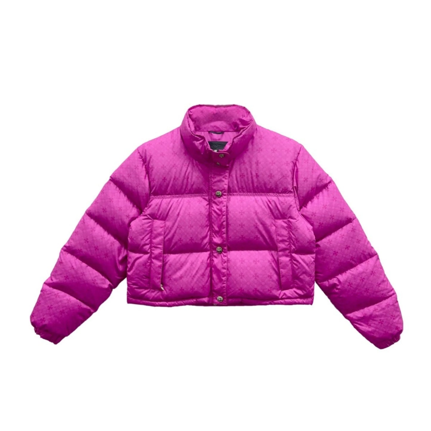Women's Pink Monogram Cropped Puffer Jacket