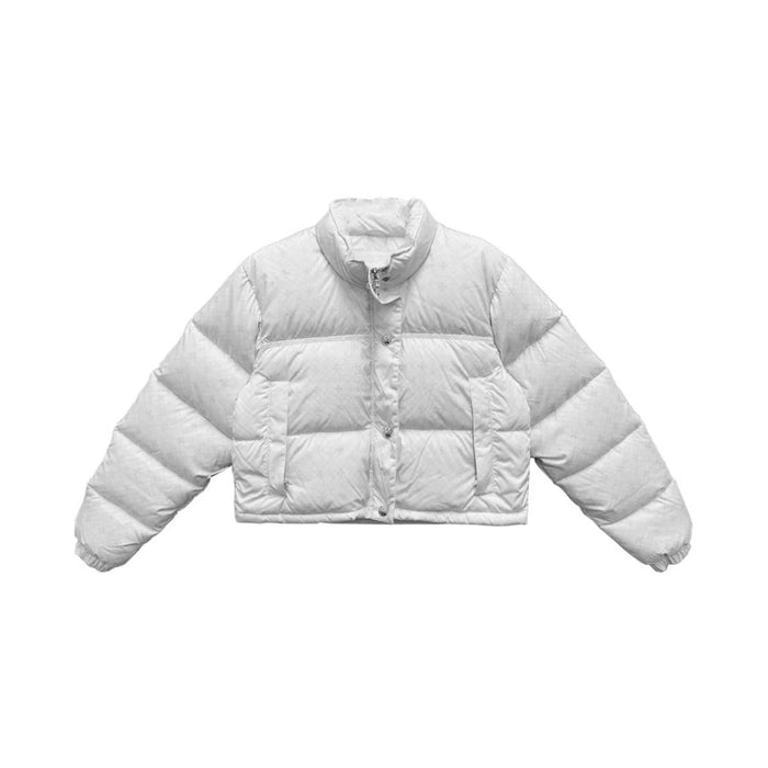 Women's Monogram Cropped White Puffer Jacket