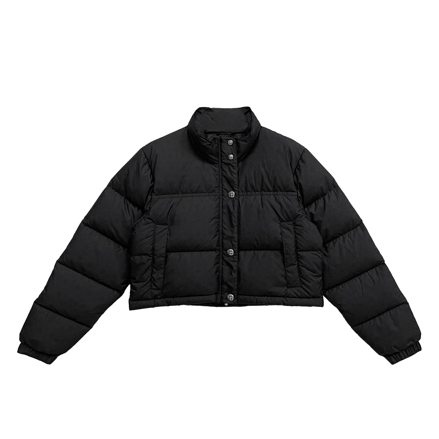 Women's Tonal Monogram Cross Pattern Cropped Puffer Down Jacket