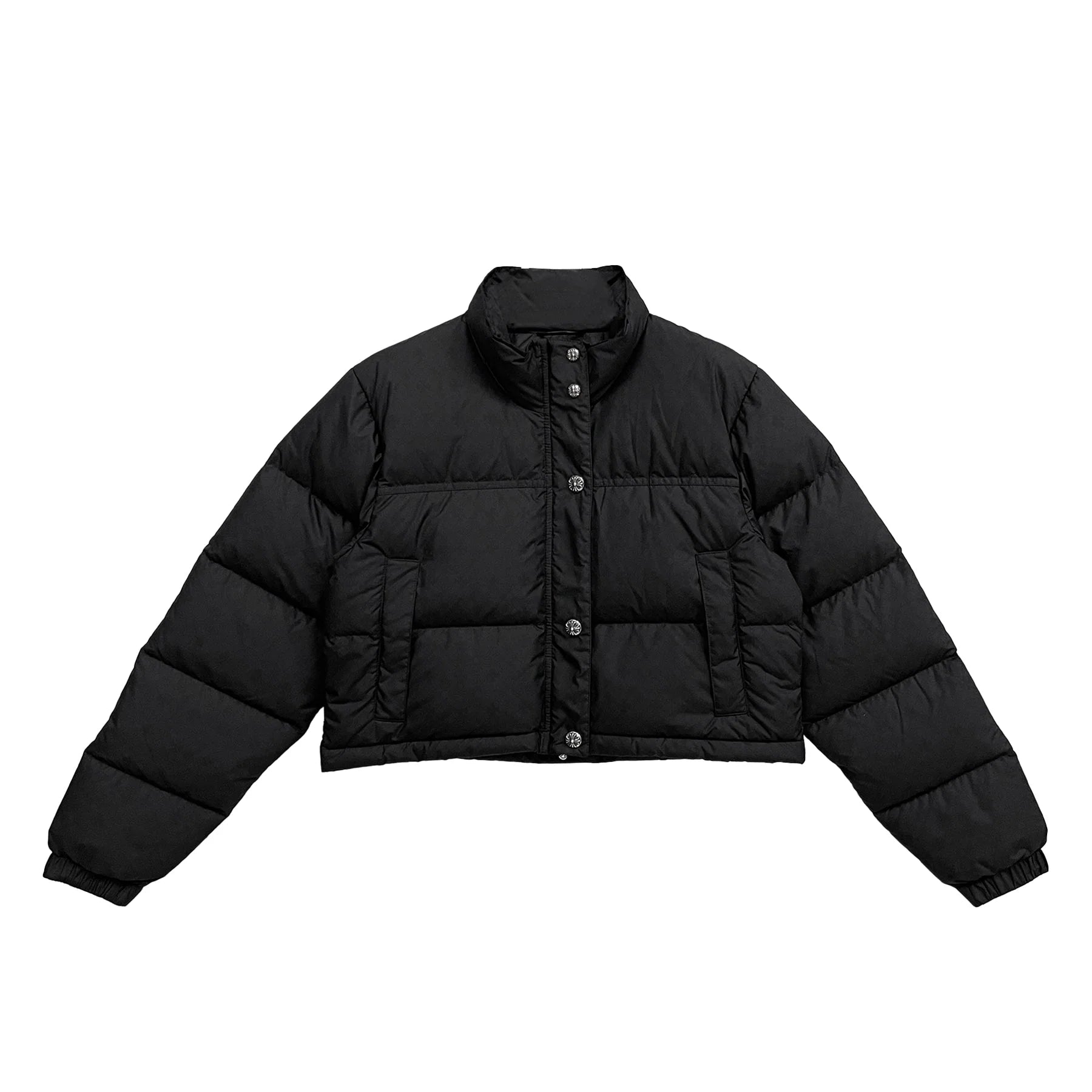 Women's Tonal Monogram Cross Pattern Cropped Puffer Down Jacket