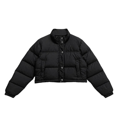 Women's Tonal Monogram Cross Pattern Cropped Puffer Down Jacket