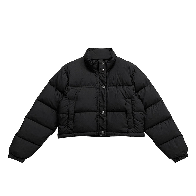 Women's Tonal Monogram Cross Pattern Cropped Puffer Down Jacket