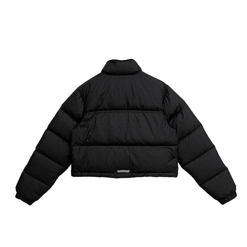 Women's Tonal Monogram Cross Pattern Cropped Puffer Down Jacket