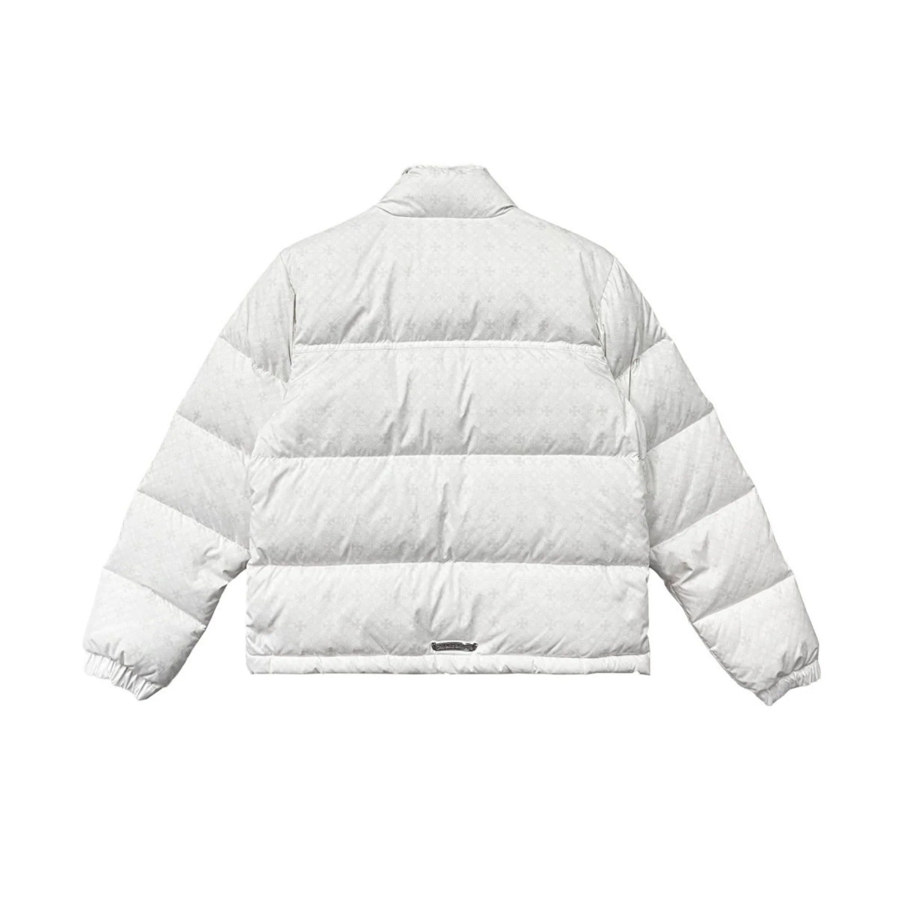 Tonal Monogram Cross Pattern White Puffer Down Jacket