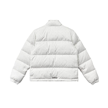Tonal Monogram Cross Pattern White Puffer Down Jacket