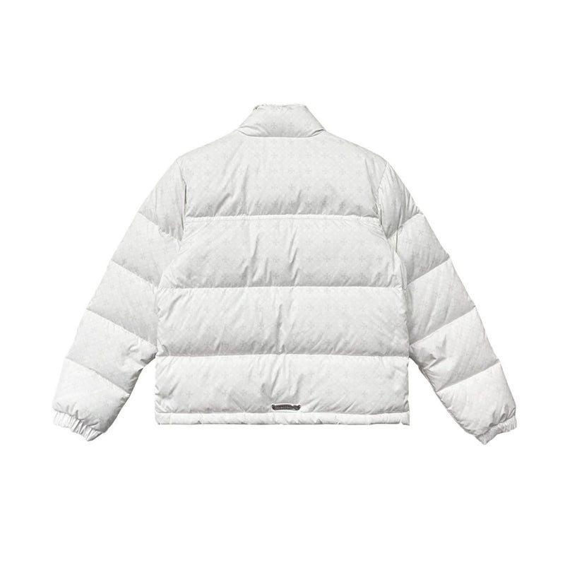 Tonal Monogram Cross Pattern White Puffer Down Jacket
