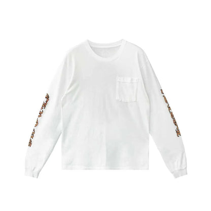 Yellow Dagger Script Long Sleeve White T-Shirt