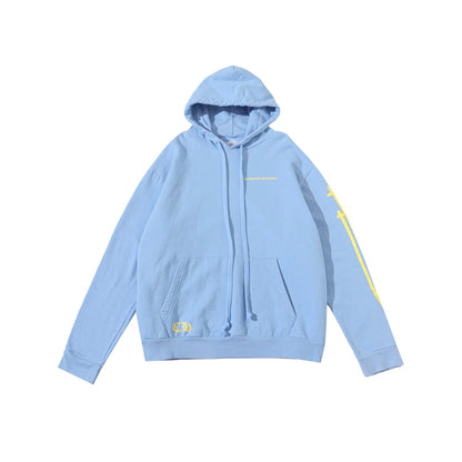 Chrome Hearts Yellow Horseshoe Blue Pullover Hoodie