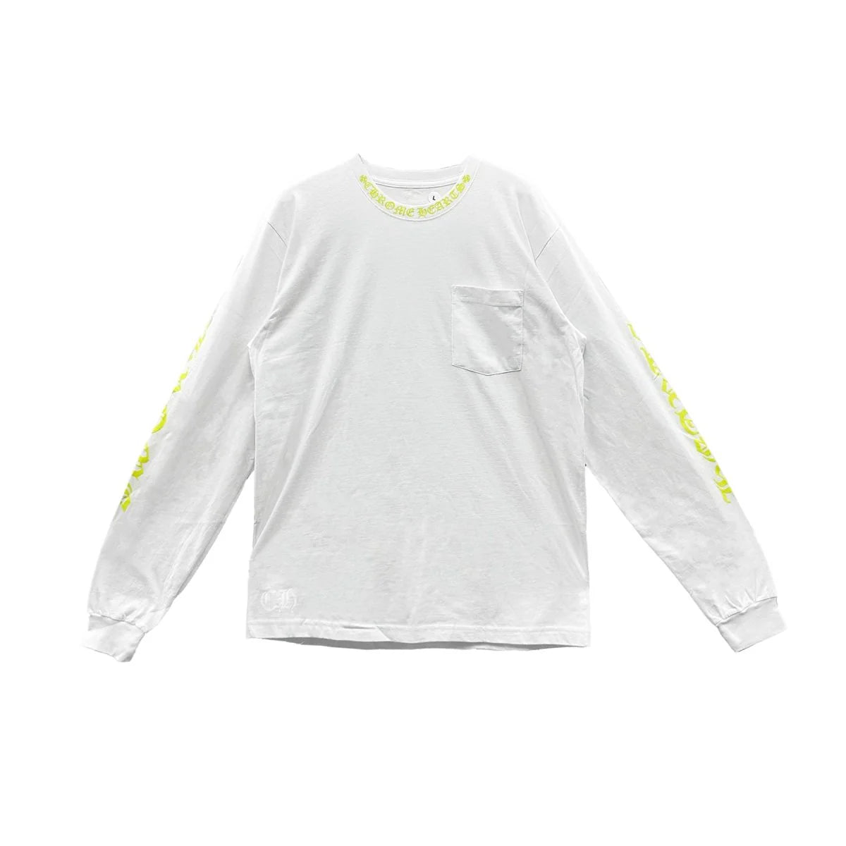 Yellow Neck Script Chrome Hearts Long Sleeve Tee