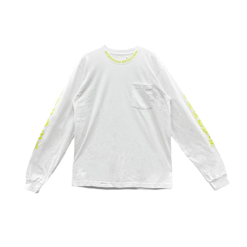 Yellow Neck Script Chrome Hearts Long Sleeve Tee