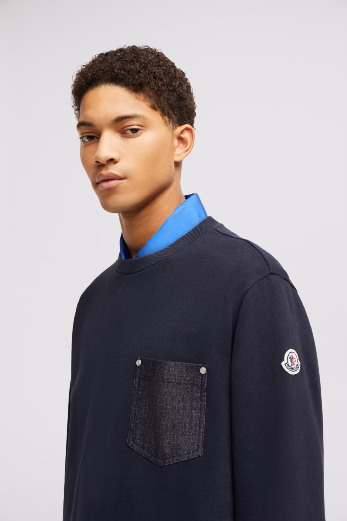Moncler Fleece Sweatshirt with Denim Pocket