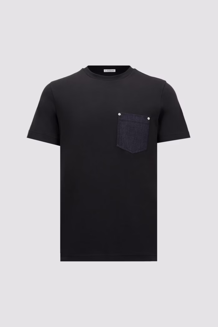 Moncler Cotton & Denim T-Shirt Black with Pocket