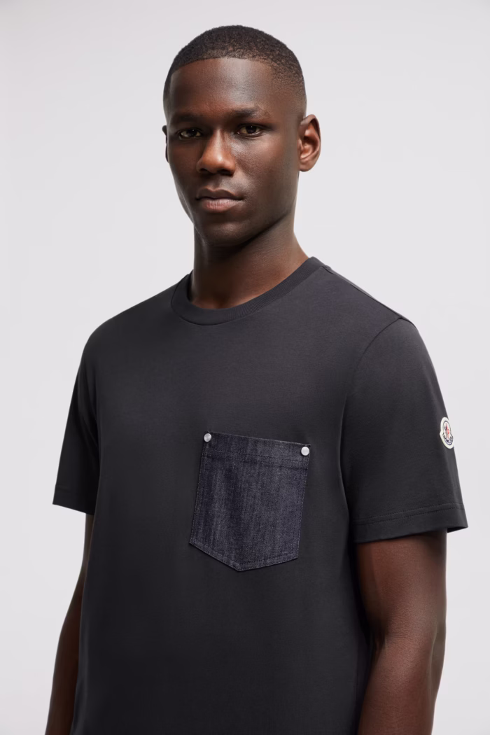 Moncler Cotton & Denim T-Shirt Black with Pocket