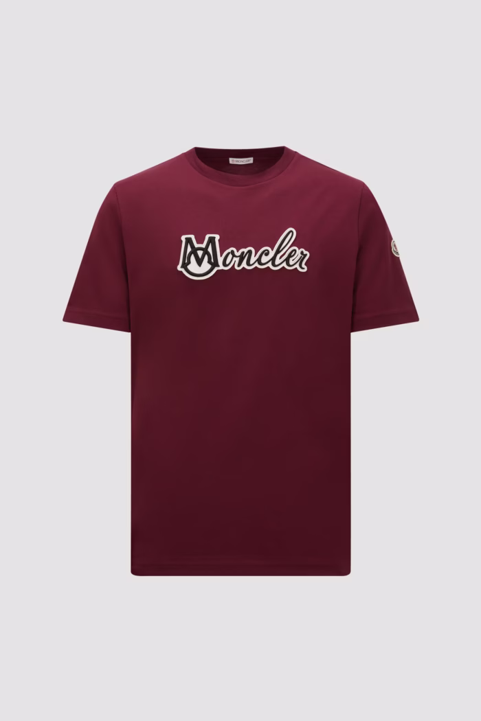 Embroidered Varsity Logo Moncler T Shirt Men
