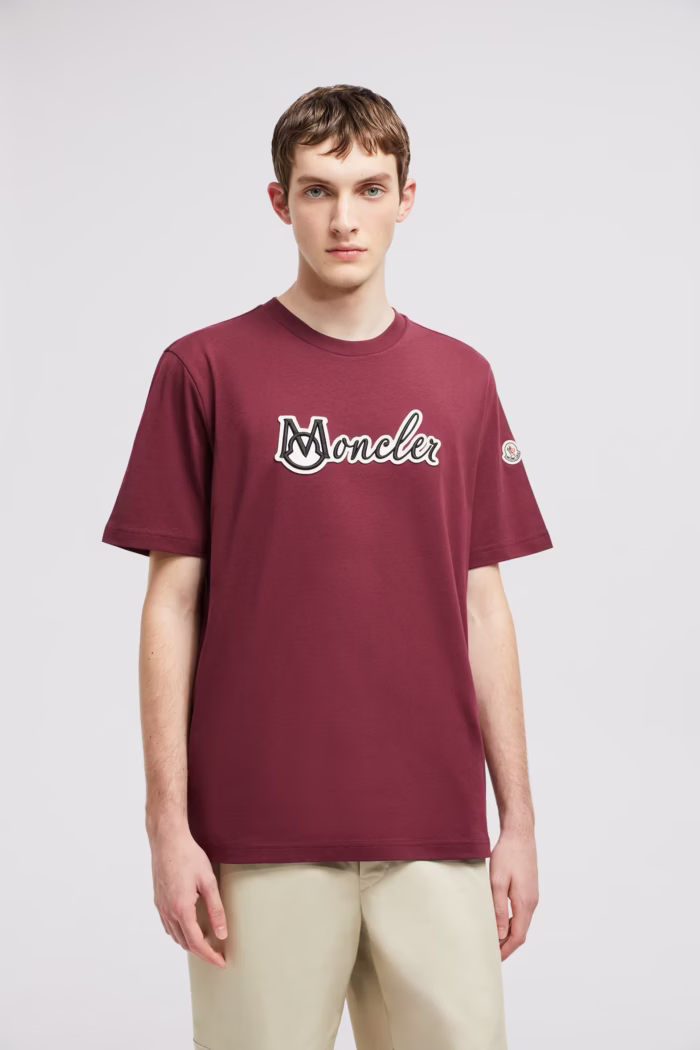 Embroidered Varsity Logo Moncler T Shirt Men