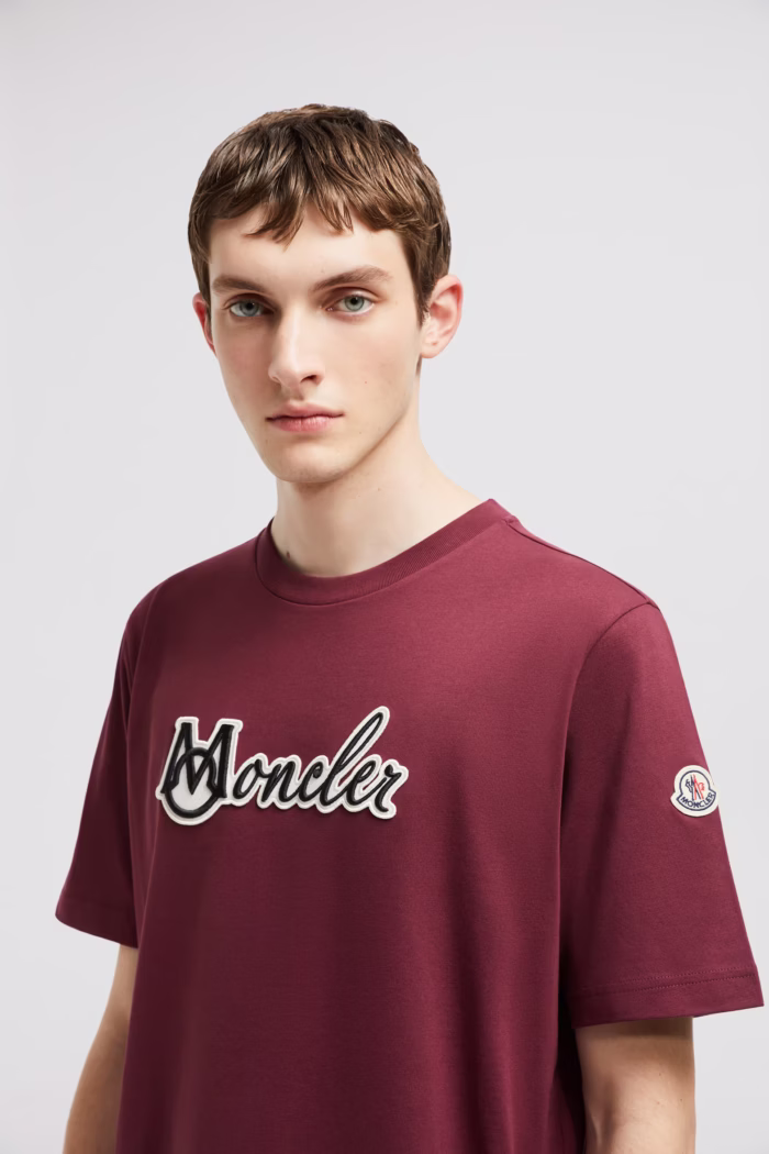 Embroidered Varsity Logo Moncler T Shirt Men
