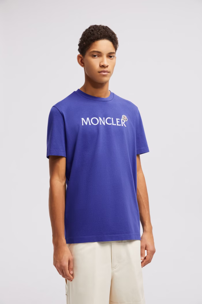 Moncler Flocked Logo Cotton T Shirt