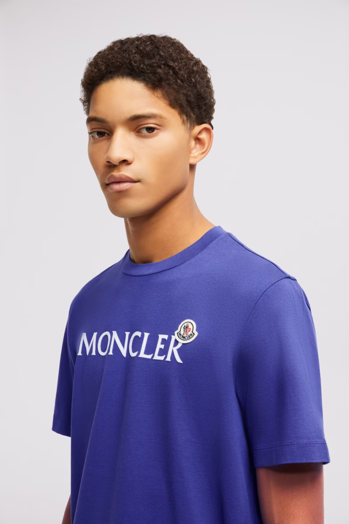 Moncler Flocked Logo Cotton T Shirt