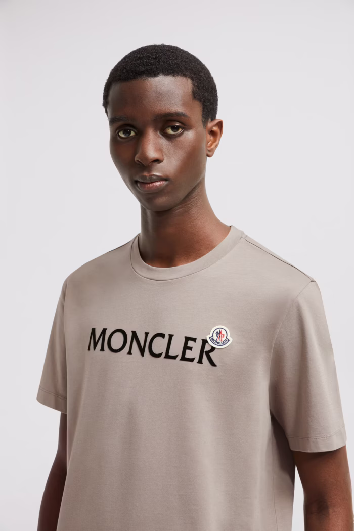 Moncler Flocked Logo Cotton T Shirt