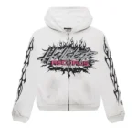 Hellstar Records Glitter Zip-Up Hoodie White